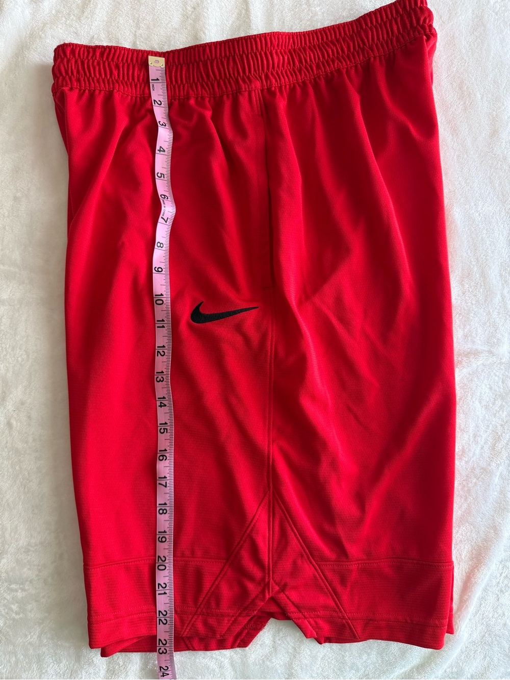 Nike Men's Bright Red Athletic Shorts with Black Swoosh - Picture 8 of 8